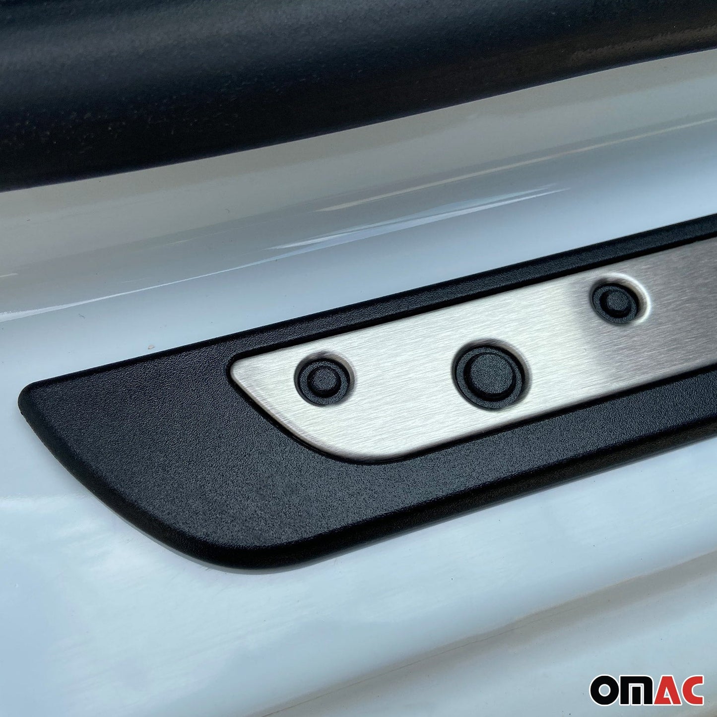 OMAC Door Sill Scuff Plate Scratch Protector for Ford Ranger Steel Silver 4 Pcs U013250