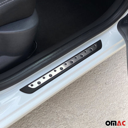 OMAC Door Sill Scuff Plate Scratch Protector for Ford Explorer Steel Silver 4 Pcs U013231