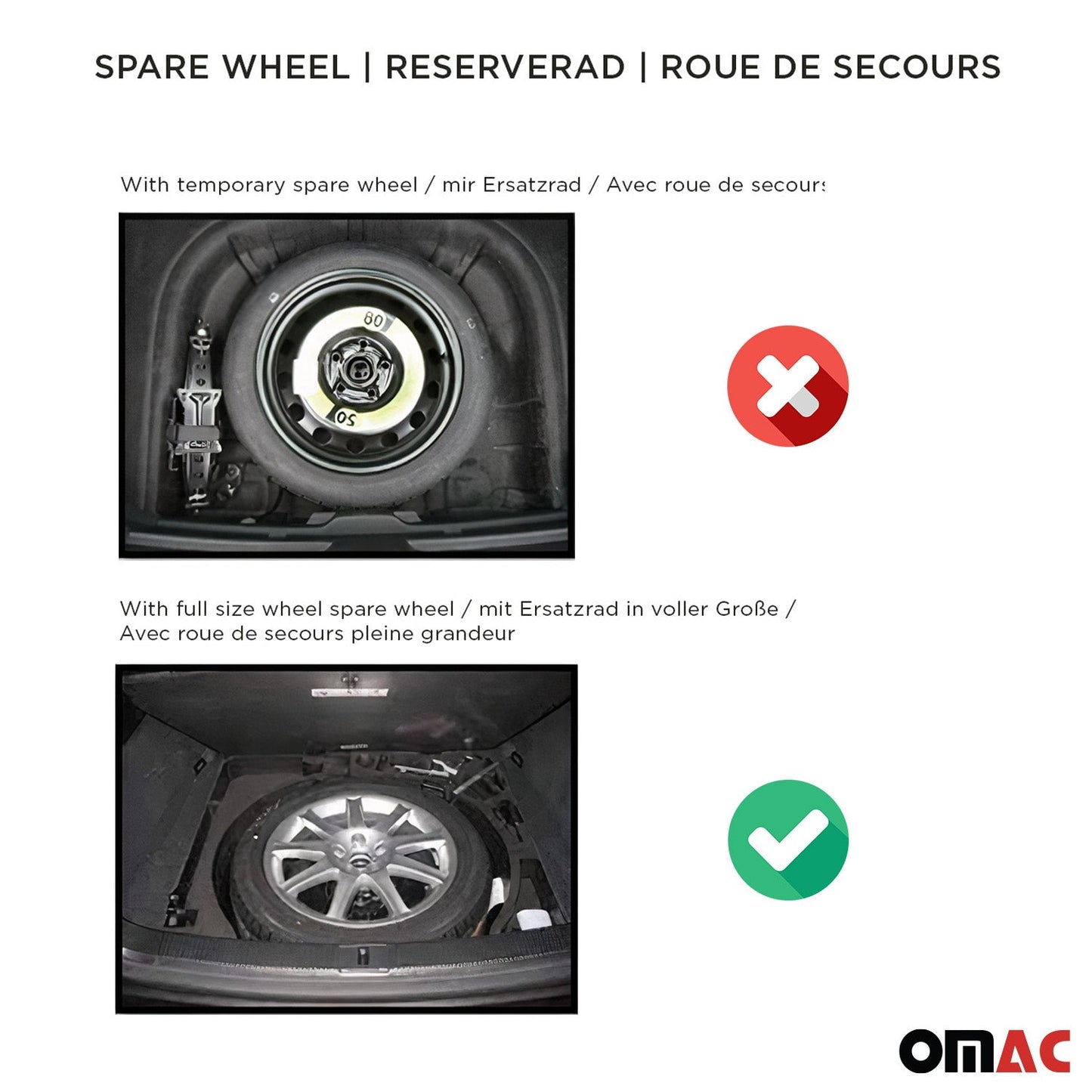 OMAC OMAC Cargo Mats Liner for Ford Bronco Sport 2021-24 Full Size Spare Wheel Black '2674250