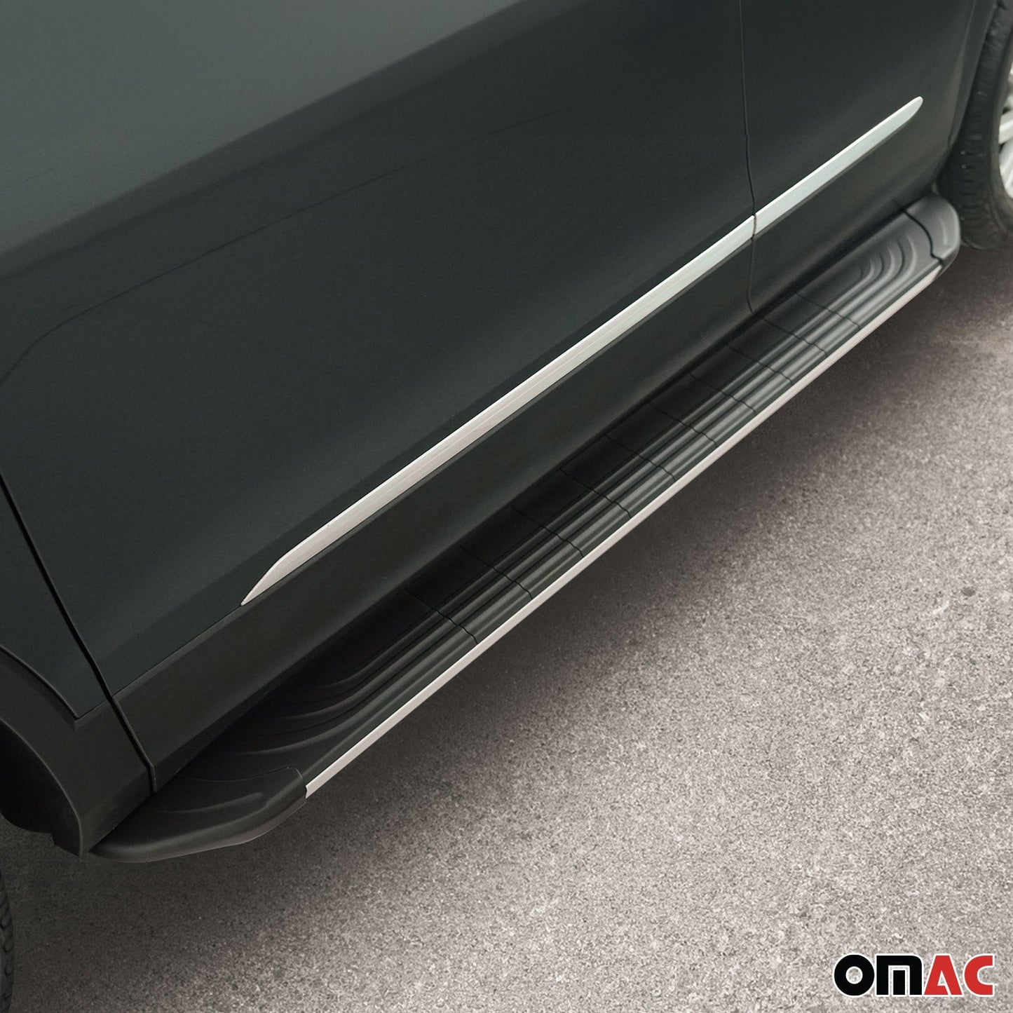 OMAC Side Step Running Boards Nerf Bars for RAM ProMaster City 2015-2022 Silver Black '2524938