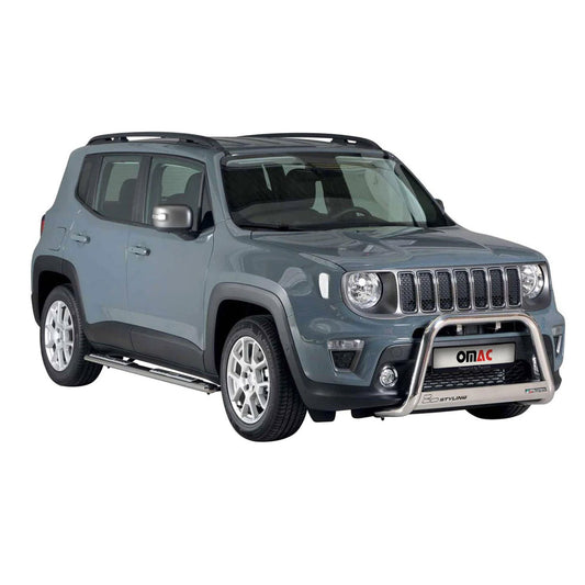 OMAC Bull Bar Push Front Bumper Grille for Jeep Renegade 2019-2023 Silver 1 Pc 1708MSBB086F