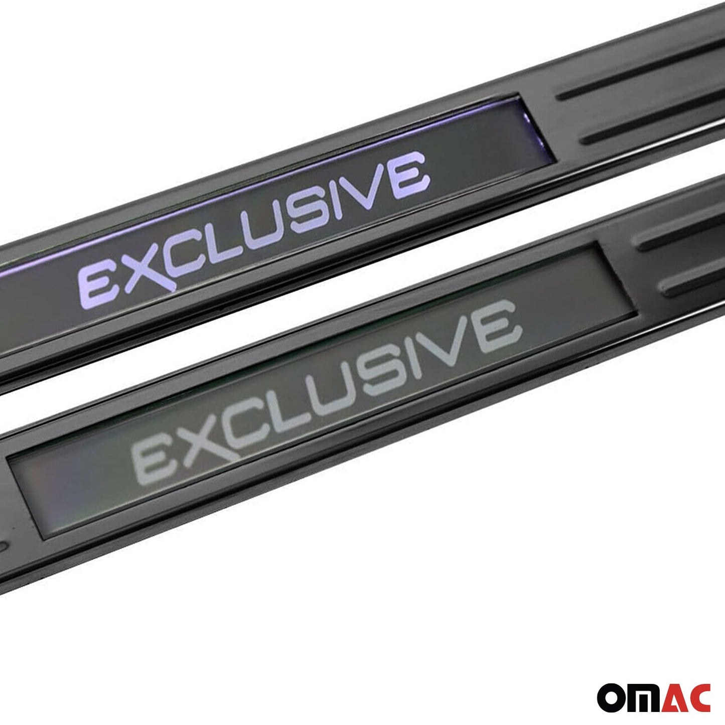 OMAC Door Sill Scuff Plate Illuminated for VW Tiguan 2018-2024 Steel Dark 4 Pcs 7548090LEB4