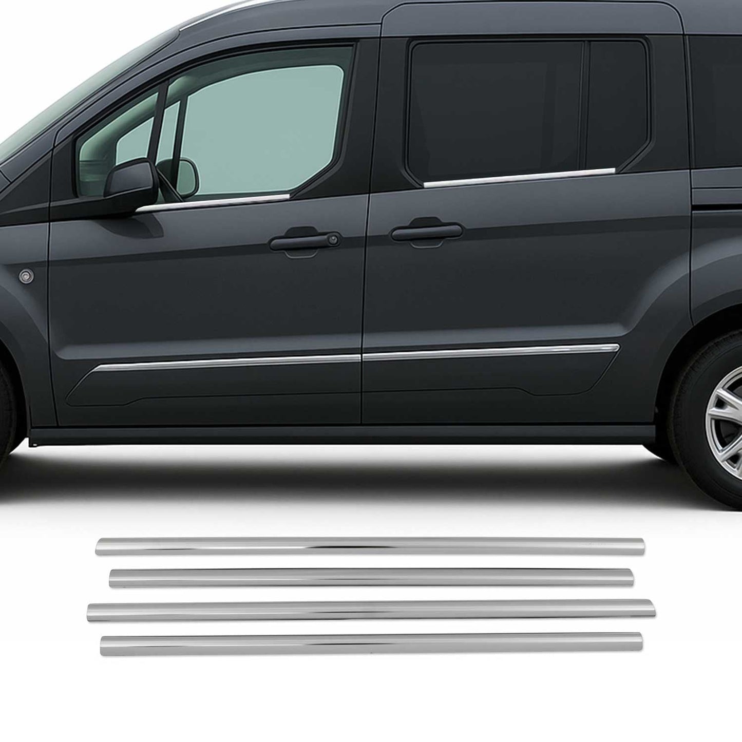 2014-2019 Ford Transit Connect Window Molding Trim Streamer Stainless Steel Silver 4x