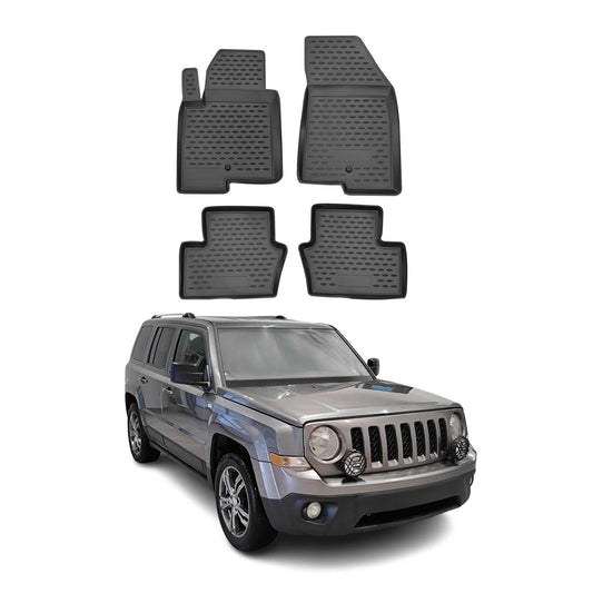 2007-2017 Jeep Patriot Floor Mats Liners Full Set All Weather Black