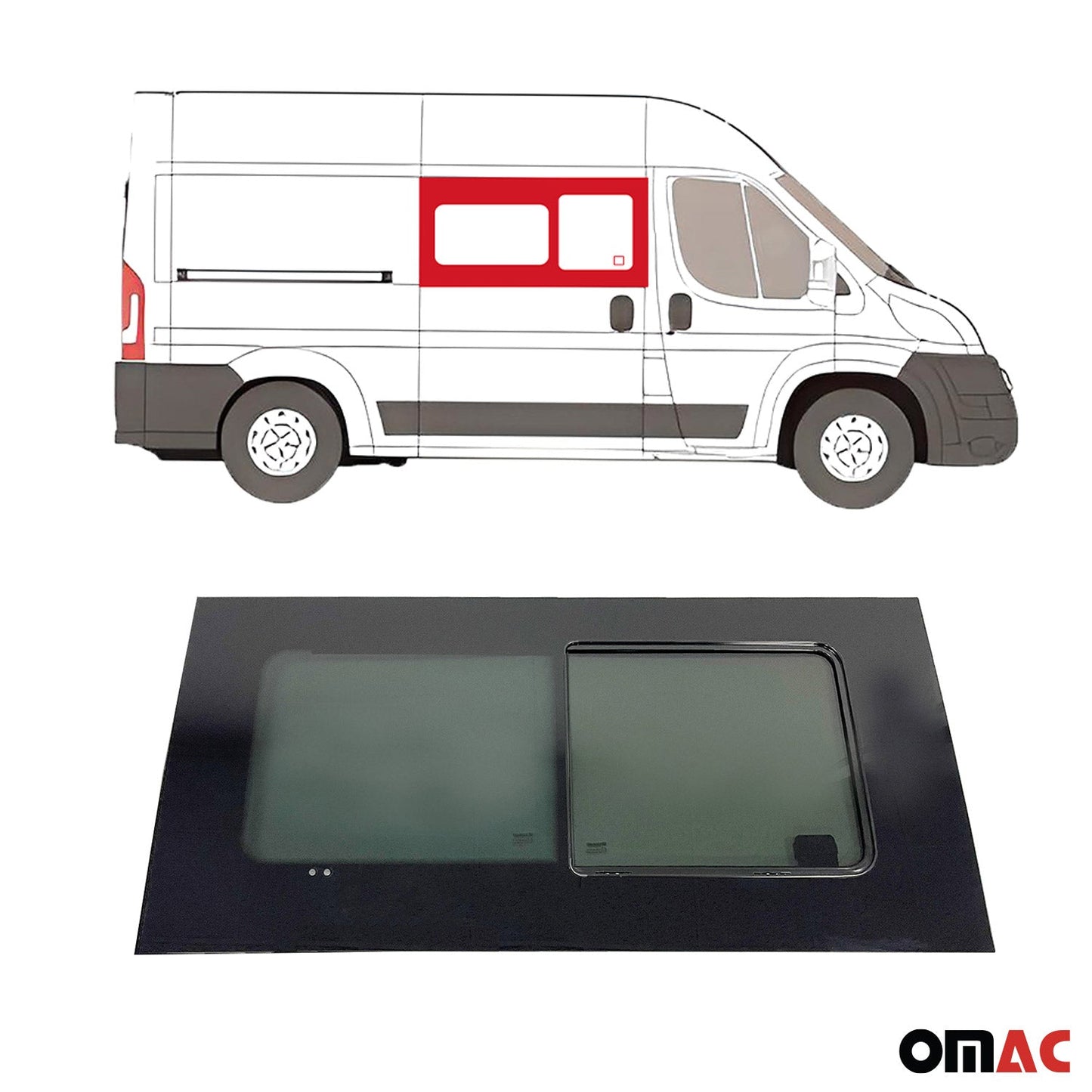OMAC Sliding Window Glass Fit Kit For Ram Promaster 2014-24 Right Sliding Door L2L3L4 FTSET1-2523405M-1FSDSR