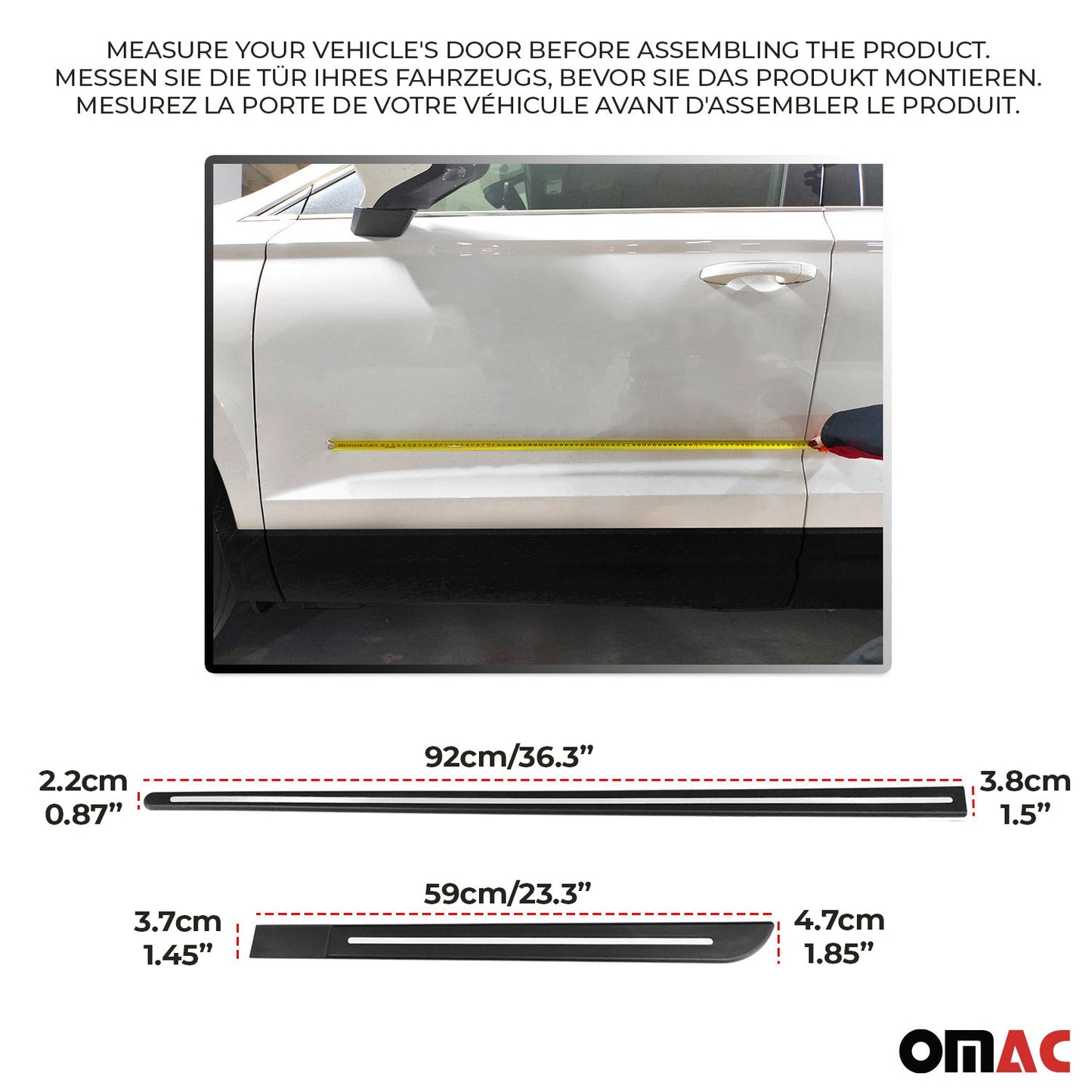 OMAC Side Door Molding Trim Skirt Garnish for Chevrolet Steel Silver 4x U021957