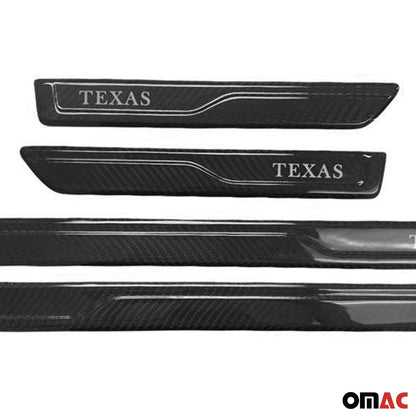 OMAC Door Sill Scuff Plate Scratch Protector for Ford Carbon Fiber Black 4 Pcs U028265