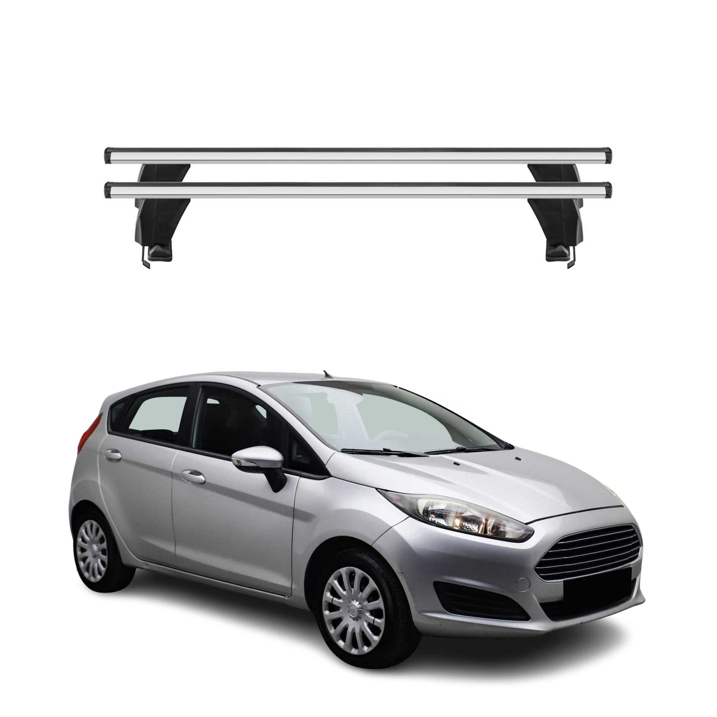 2014-2019 Ford Fiesta Hatchback Roof Rack Cross Bars Silver