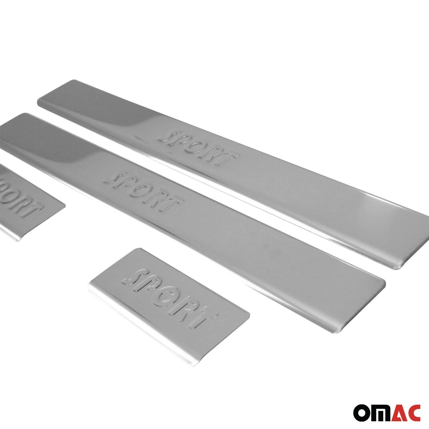 OMAC Universal Chrome Door Sill Cover Scuff Protector Plate Trim Sport 4 Pcs 2618091S