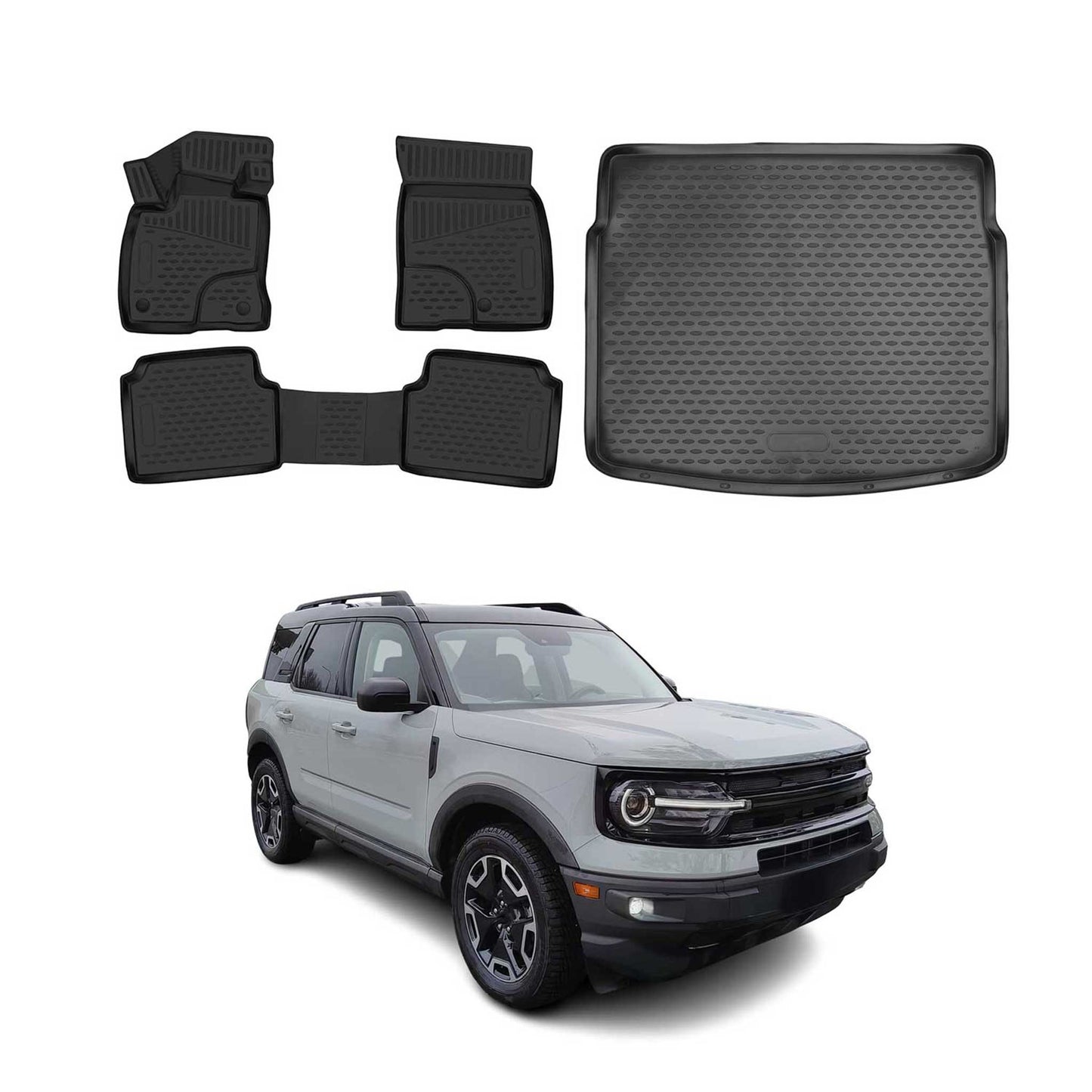 2021-2024 Ford Bronco Sport Floor Mats & Cargo Liner Full Set Black