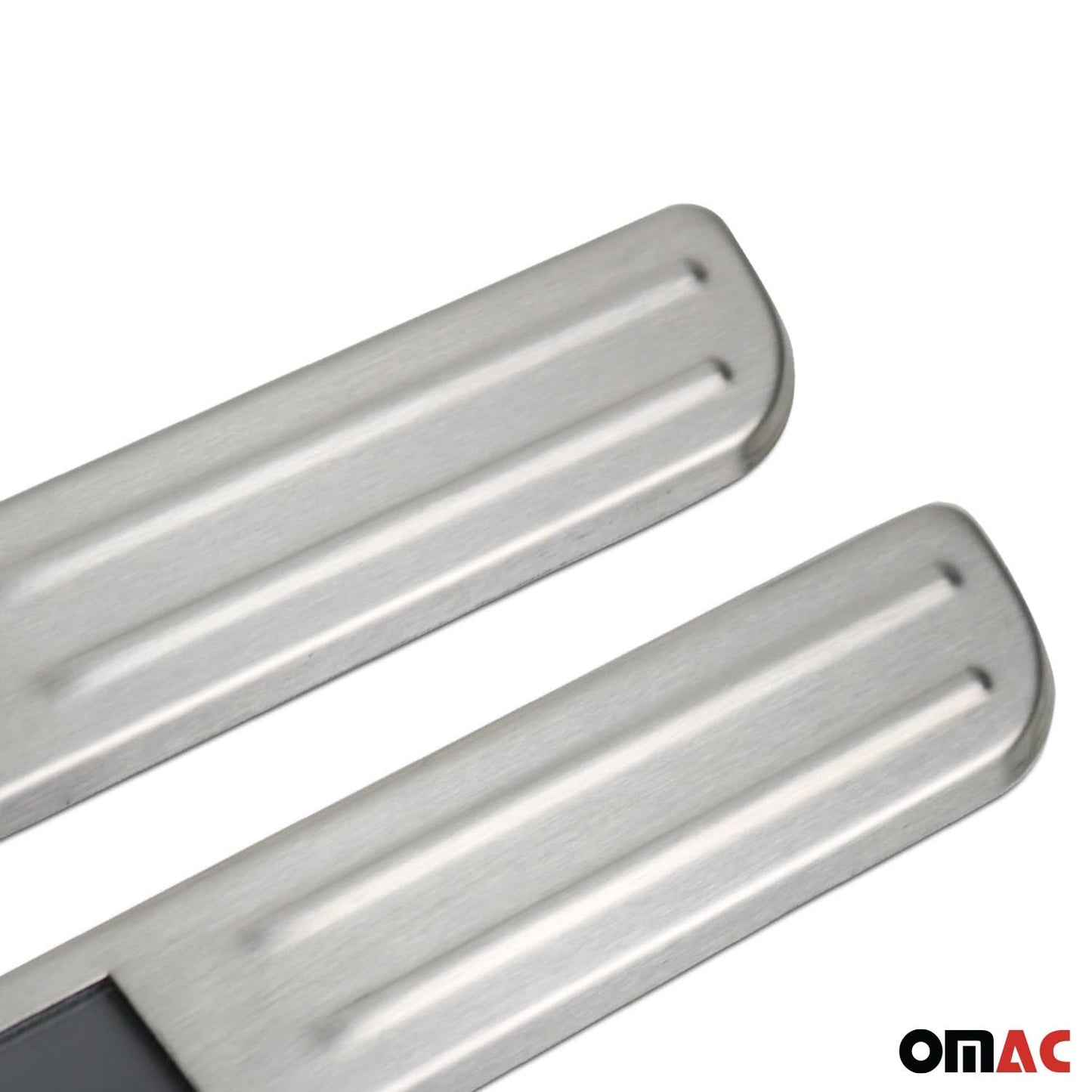 OMAC Brushed Chrome LED EXCLUSIVE Door Sill Cover Scuff Plate S.Steel 2 Pcs 9696090LET