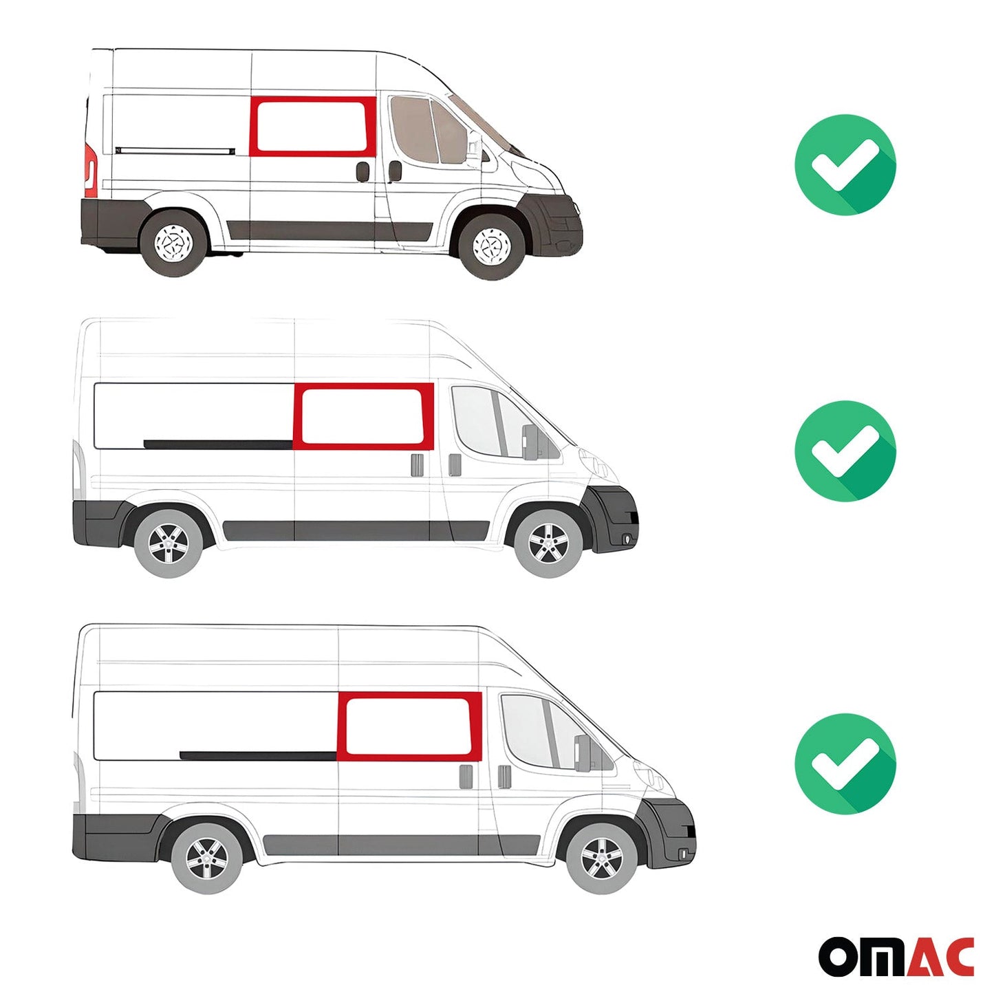 OMAC Window Glass for Ram Promaster 2014-2024 Front Right Side Sliding Door L2 L3 L4 2523405M-1FSDFR