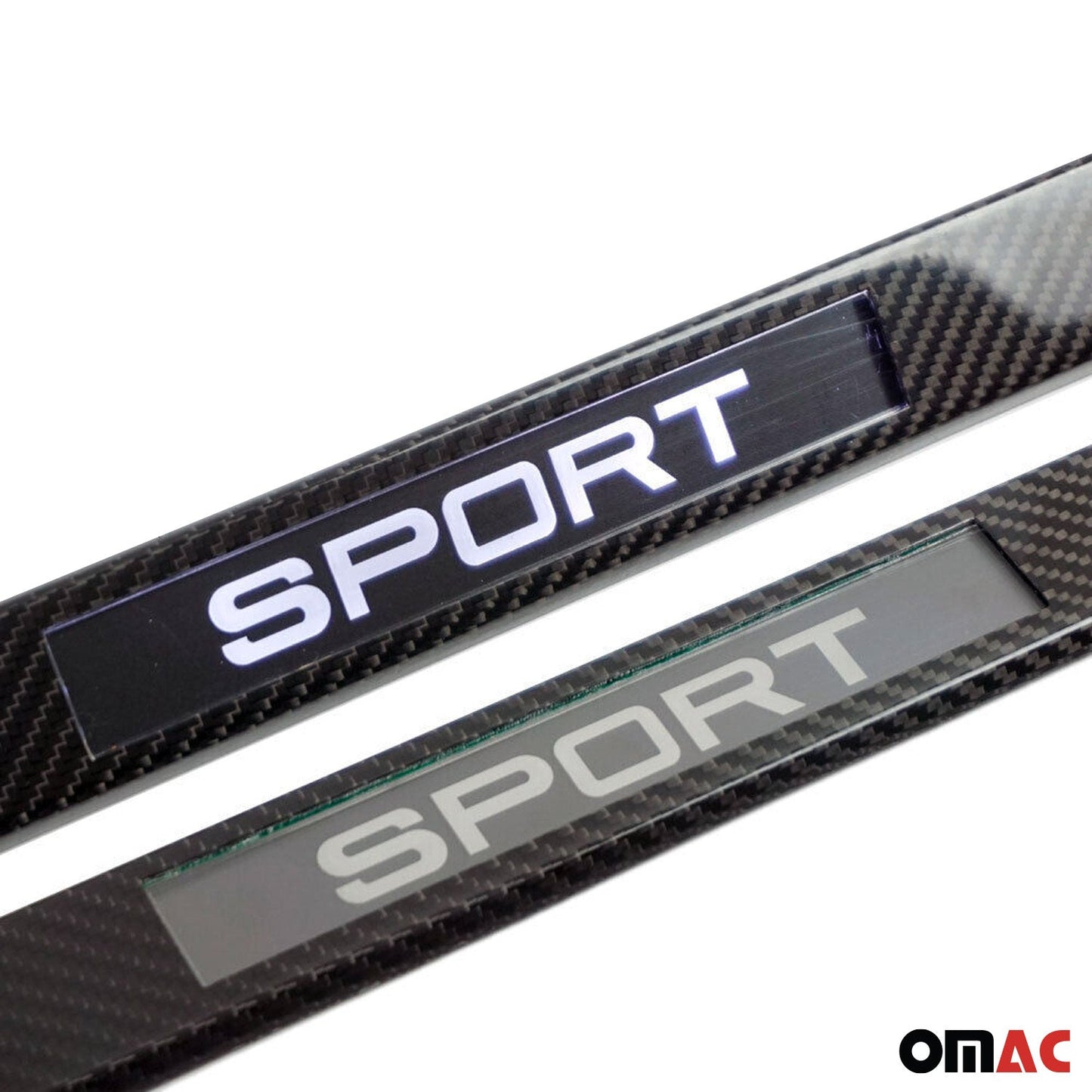 OMAC Door Sill Scuff Plate Illuminated for GMC Savana Sport Carbon Fiber Black 2 Pcs U014467