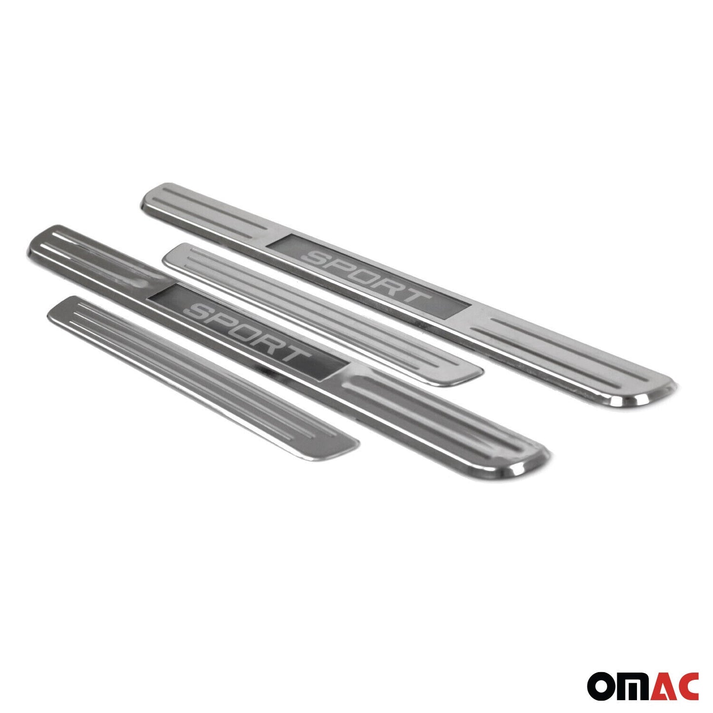 OMAC 18" Door Sill Cover fits BMW X1 X2 X3 Stainless Steel Chrome LED Sport 4 Pcs U016220