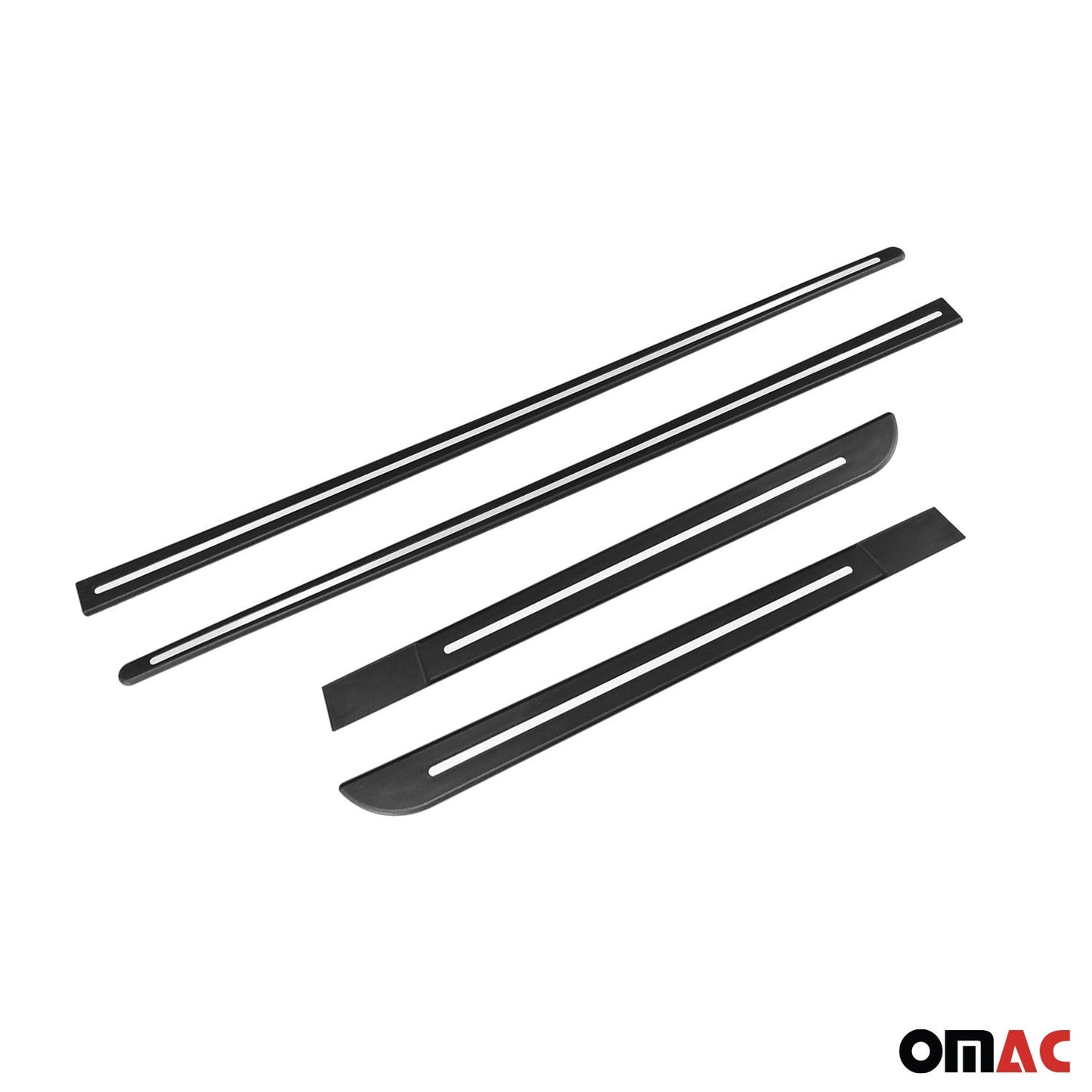 OMAC Side Door Molding Trim Skirt Garnish for Audi Steel Silver 4 Pcs U021960