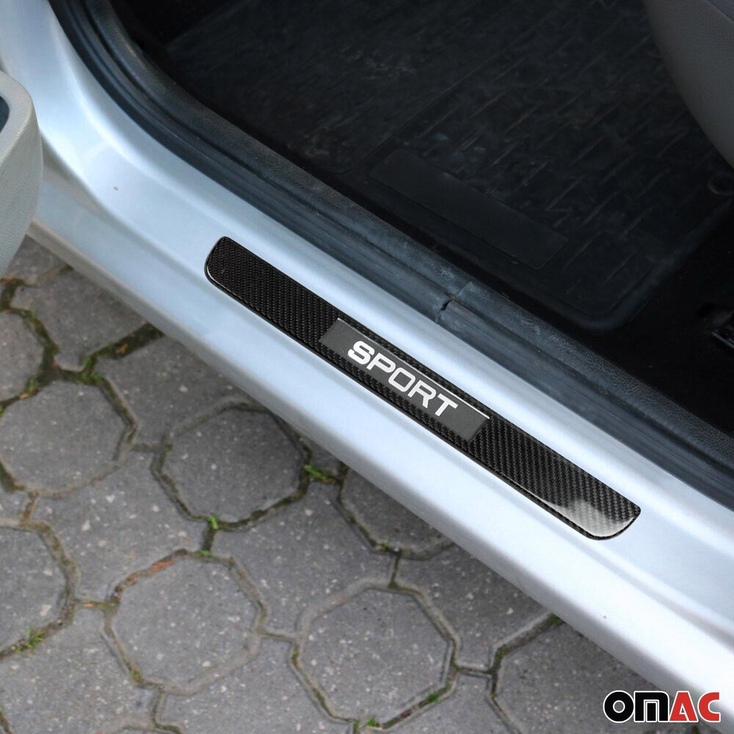 OMAC Door Sill Scuff Plate Illuminated for Mitsubishi Mirage Sport Carbon Fiber 2 Pcs U014435