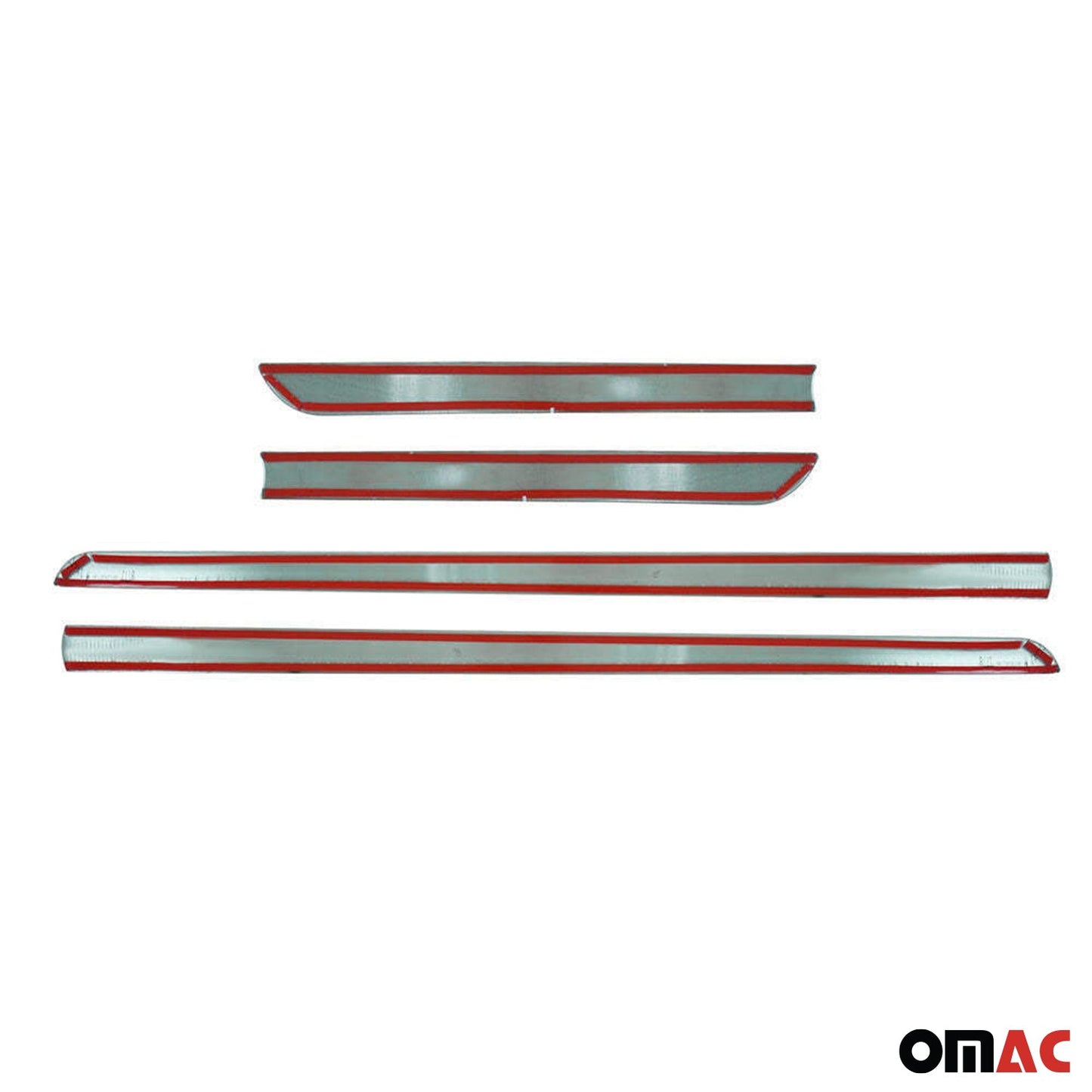 OMAC Side Door Molding Trim Skirt Garnish for Ford Stainless Steel Silver 4 Pcs U028553