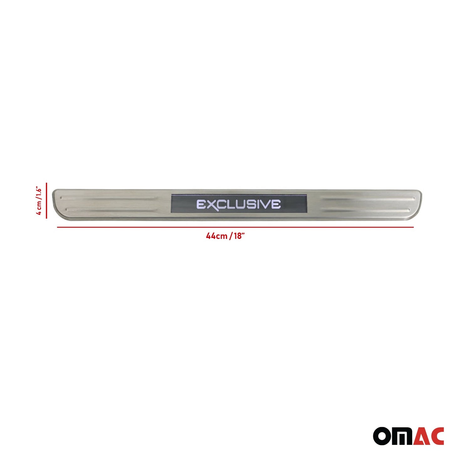 OMAC Door Sill Scuff Plate Illuminated for Infiniti Q60 Exclusive Steel Silver 2 Pcs U014541