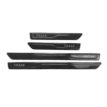 OMAC Door Sill Scuff Plate Scratch Protector for Jaguar Carbon Fiber Black 4 Pcs U028272