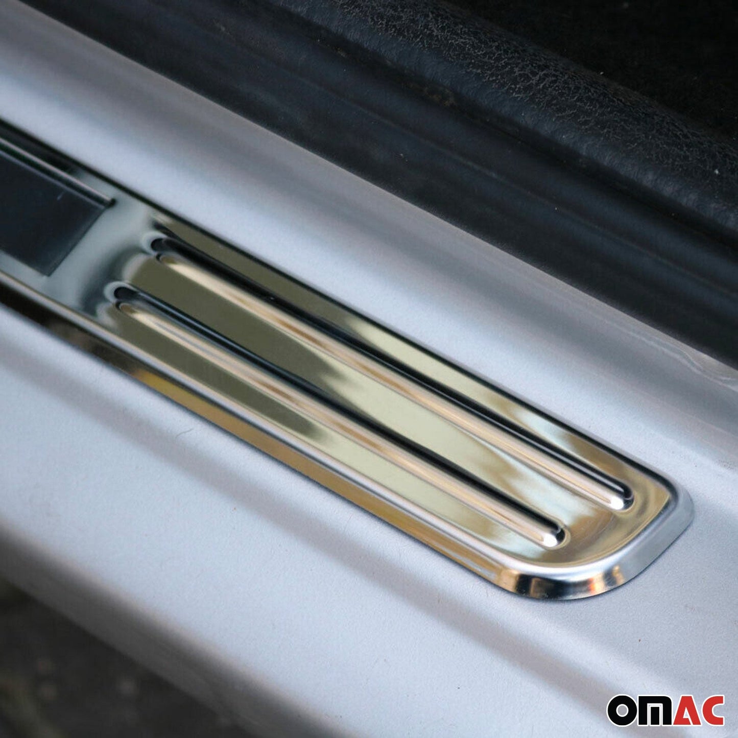 OMAC Illuminated Exclusive Door Sill Cover Scuff Plate Steel 4 Pcs for MB C Class U016559