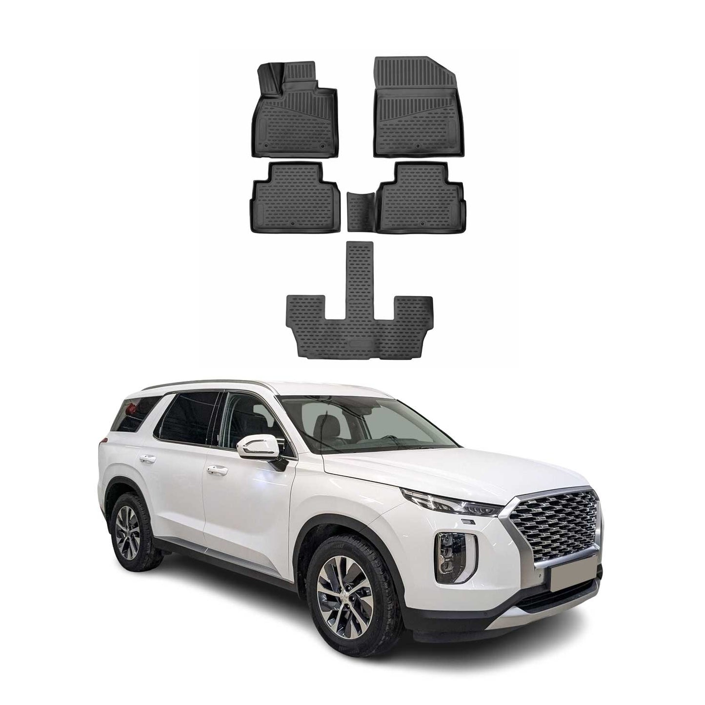 2020-2025 Hyundai Palisade Floor Mats Liners Full Set All Weather 7 Seats