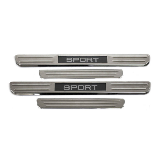 OMAC Door Sill Scuff Plate Illuminated for Infiniti Q50 Q70 Sport Steel Silver 4 Pcs U016709