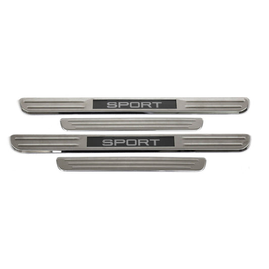 OMAC 18" Door Sill Cover For BMW 5 Series Chrome LED Sport Stainless Steel 4 Pcs U016219