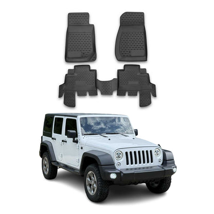 2007-2013 Jeep Wrangler Floor Mats Liners Full Set All Weather