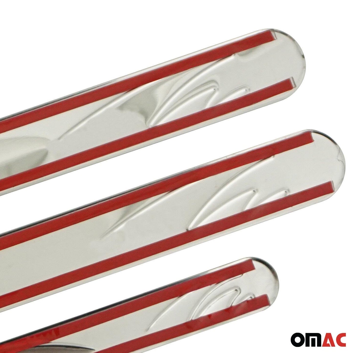 OMAC Door Sill Scuff Plate Scratch Protector for Jeep Steel Silver Wave 4 Pcs U028380