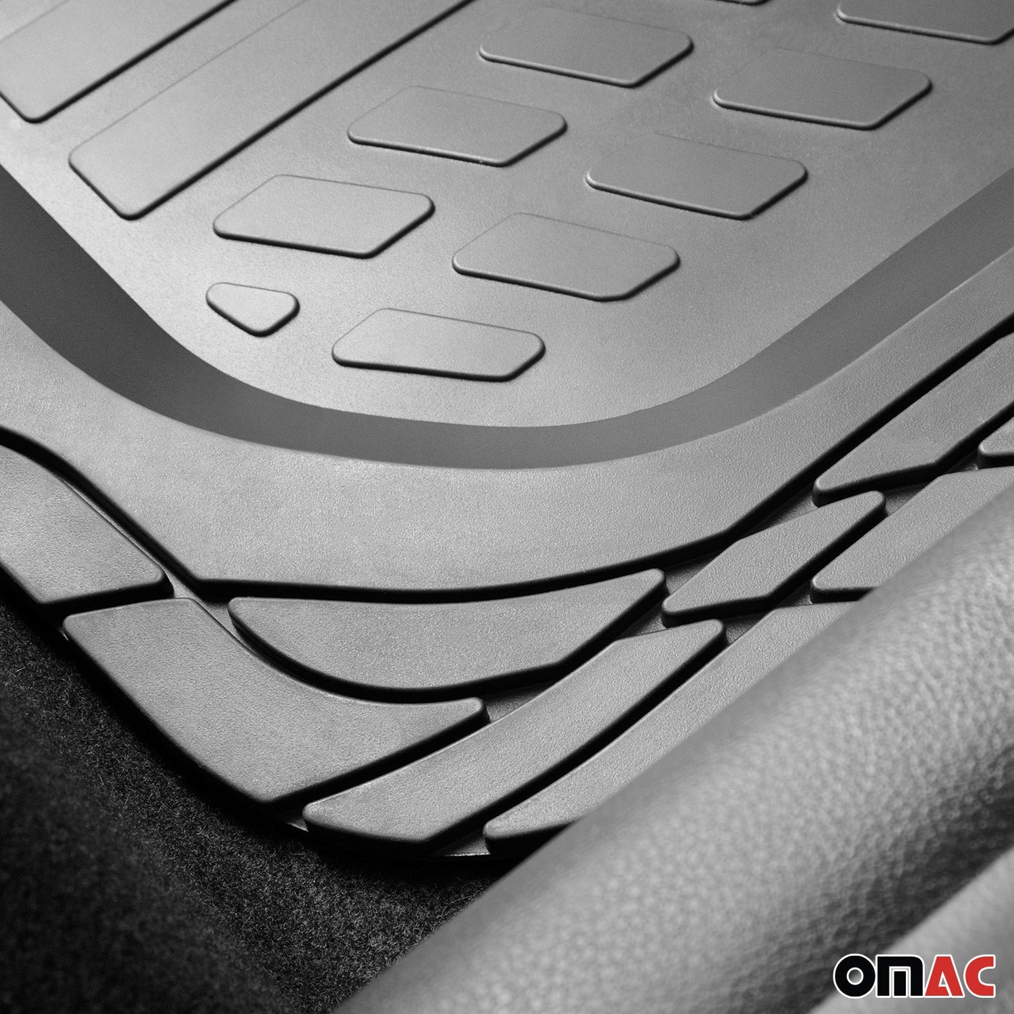 OMAC Trimmable Floor Mats Liner Waterproof for Mercedes GLA Class Rubber Black 4Pcs A058346