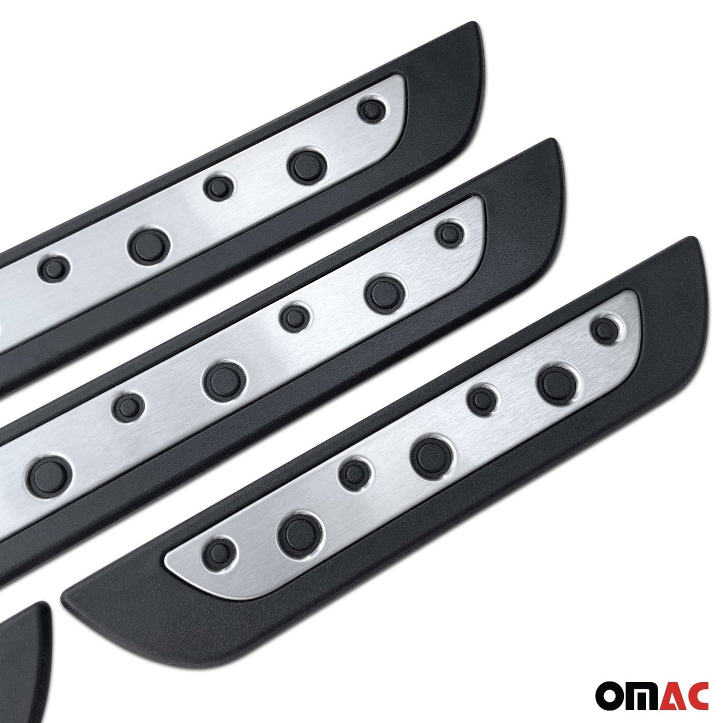 OMAC Car Door Sill Cover Scuff Scratch Plate Guard for BMW S. Steel On Plastic 4 Pcs U022232