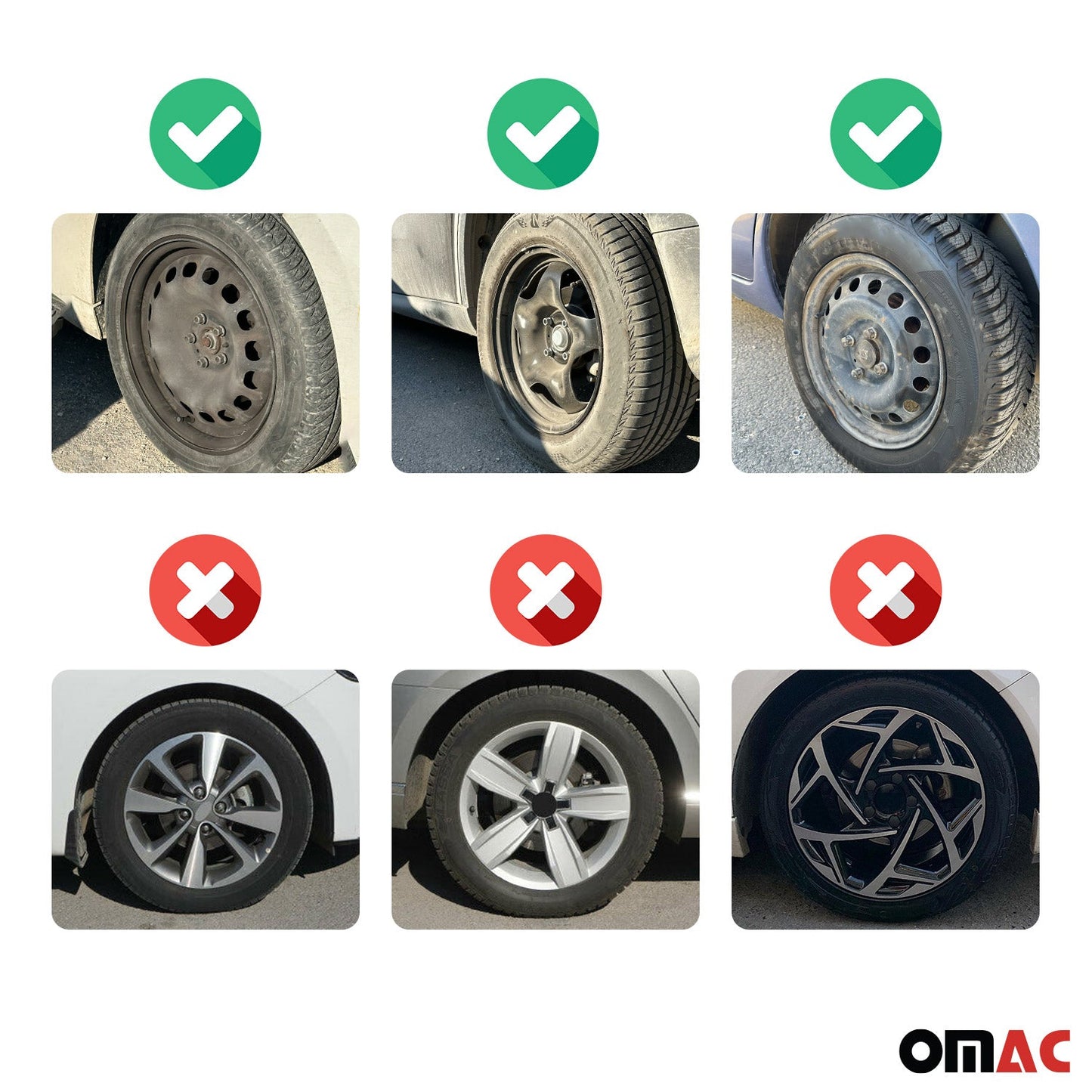 OMAC 14" Sparco Sicilia Wheel Covers Hubcaps Silver Carbon Black 4 Pcs 96SPC1475SVBKC