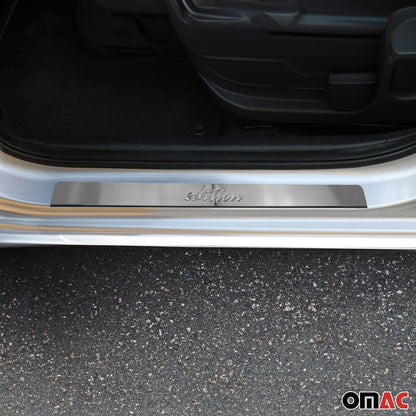 OMAC Door Sill Scuff Plate Scratch Protector for Kia Rio Steel Silver Edition 4x U018929