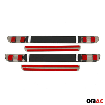 OMAC Door Sill Scuff Plate Illuminated for Chevrolet Express Sport Steel Silver 4 Pcs U016659