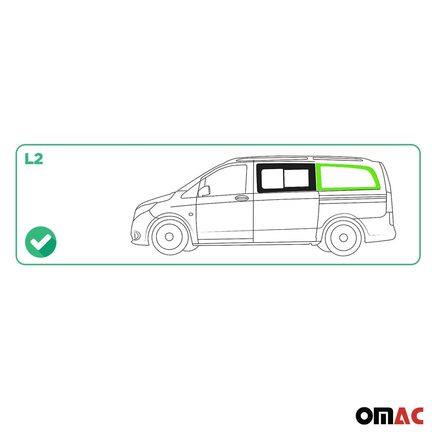 2016-2024 Mercedes Metris Window Glass Fit Kit Left Side Rear Black L2 MWB