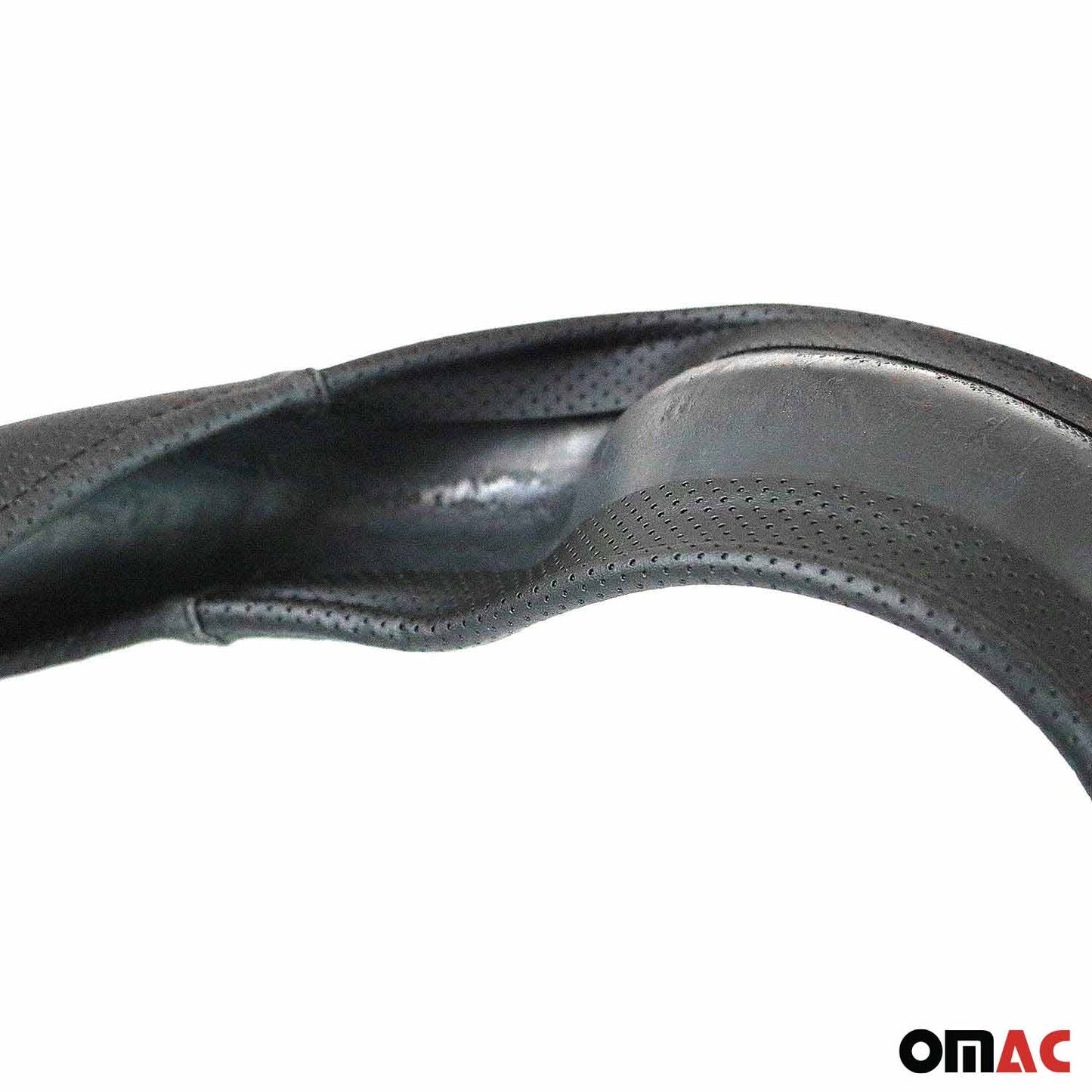 14.5-15.5’’ Steering Wheel Cover Half Moon Blue Leather Anti-slip Breathable