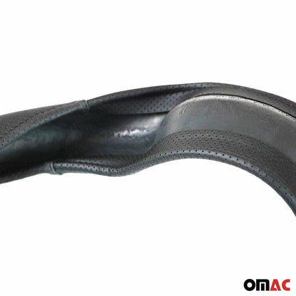 14.5-15.5’’ Steering Wheel Cover Half Moon Blue Leather Anti-slip Breathable