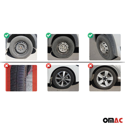 OMAC 15" Hubcaps Wheel Rim Cover Black & Green Insert 4pcs Set VRT99FR243B15G