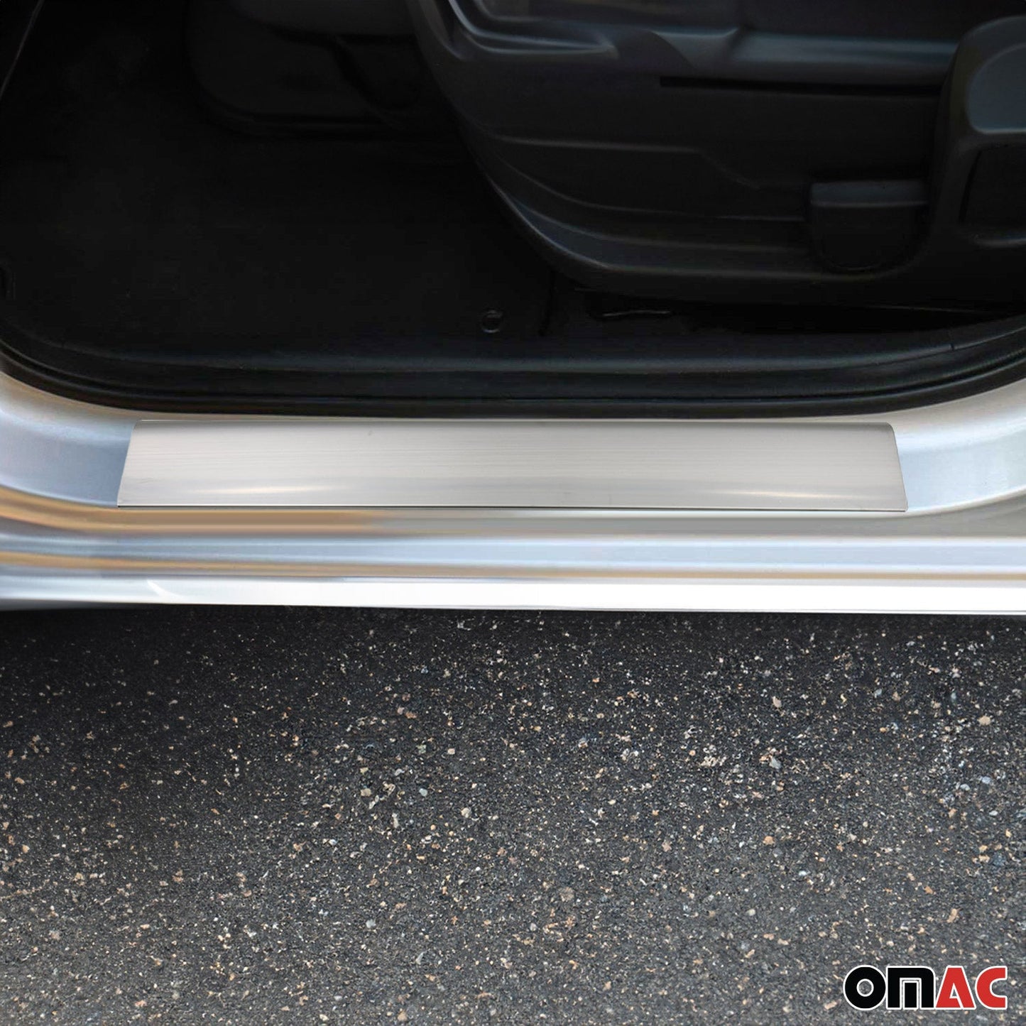 OMAC Door Sill Scuff Plate Scratch Protector for Ford Focus 2000-2004 Steel Silver 4x 2601091N