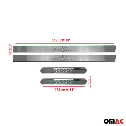 OMAC Door Sill Scuff Plate Scratch Protector for Ford Focus Steel Silver Edition 4x U018923