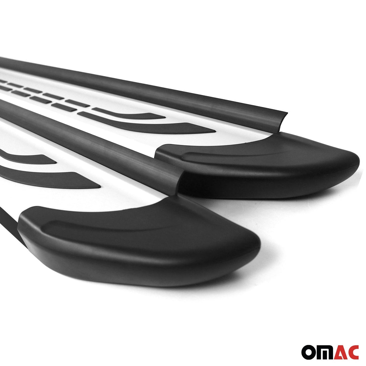 OMAC Alu Side Step Nerf Bars Running Board for Kia Stonic 2017-2023 Black Silver 2Pcs 4025937GB