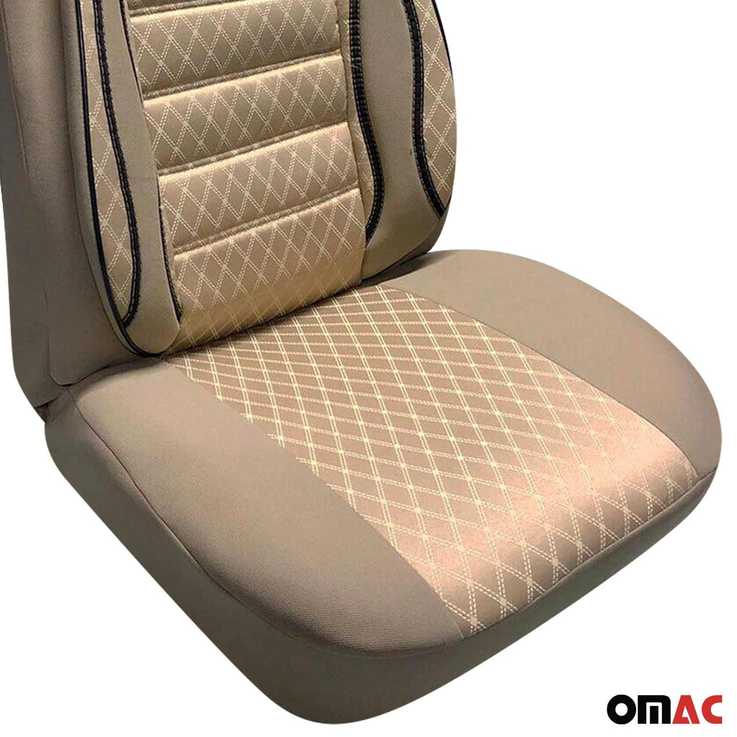 OMAC 2x Car Front Seat Cover Cushion Breathable Protection Non Slip Beige 96311ABB1-SET