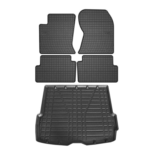 OMAC Floor Mats Cargo Liner Set for Ford Focus 1998-2004 Wagon Black All-Weather TPE 2601YPS2-484