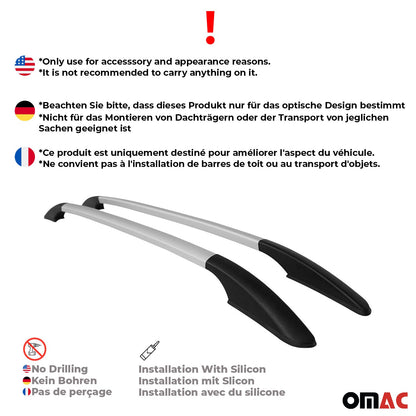 2013-2021 Skoda Rapid Spaceback Roof Rack Rails Side Rails Silver