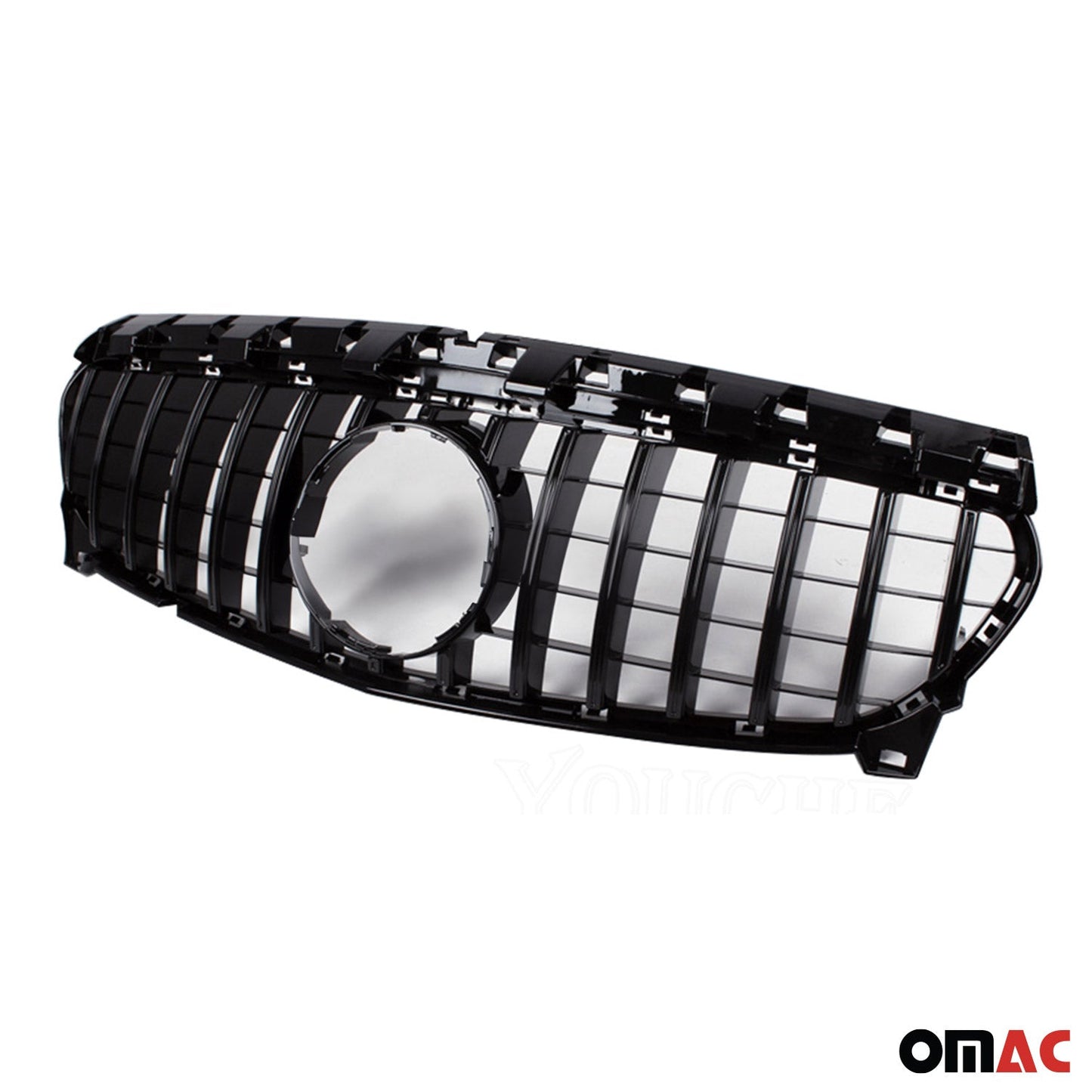 OMAC For Mercedes Benz CLA W117 2013-2019 GT R Style Front Bumper Grille Glossy Black 4799P081GTB