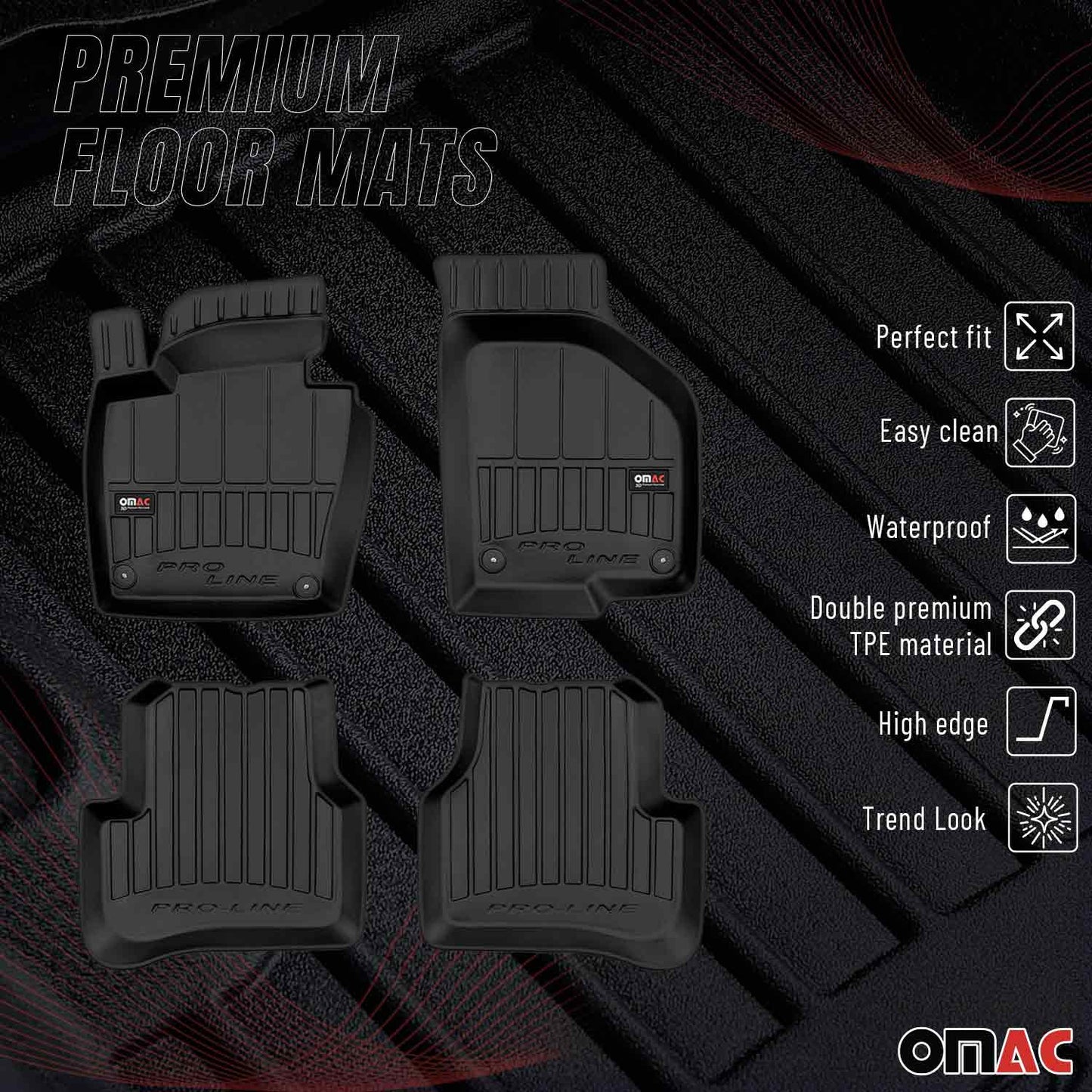 2009-2012 VW Passat CC Premium Floor Mats Liners Full Set All Weather Heavy Duty
