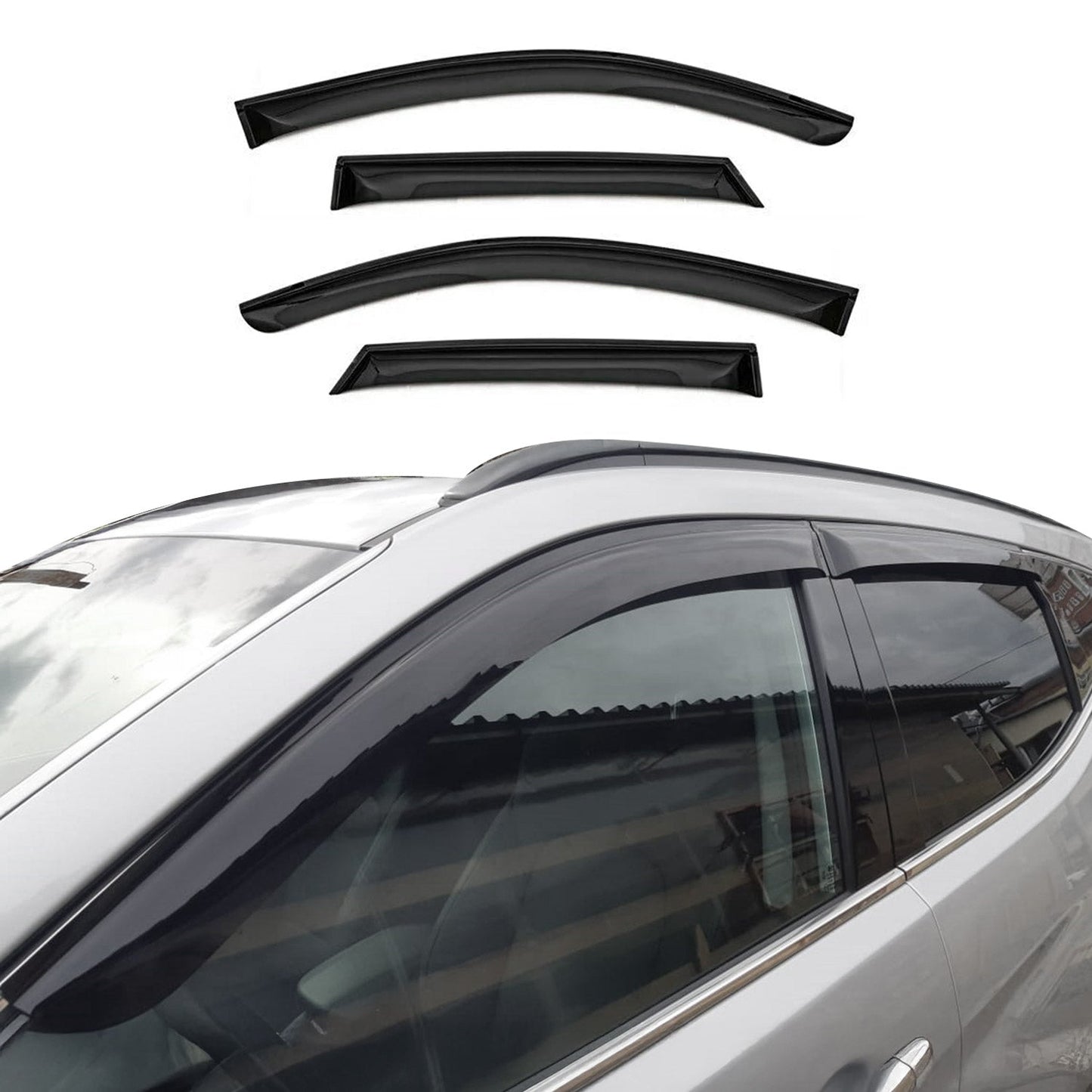 2013-2018 Hyundai Santa Fe Window Visor Vent Rain Deflector 4Pcs Smoke