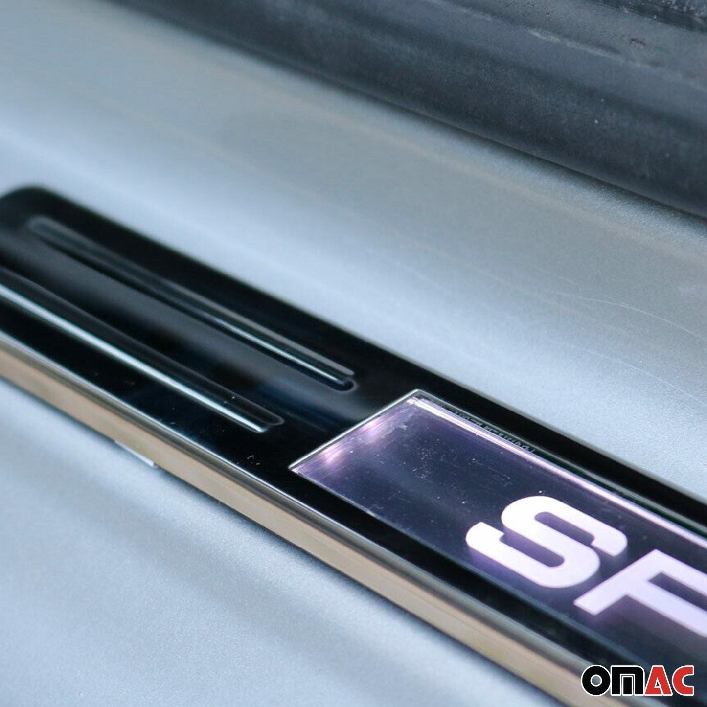 OMAC Door Sill Scuff Plate Illuminated for Cadillac CT4 CT5 Sport Steel Silver 4 Pcs U016492