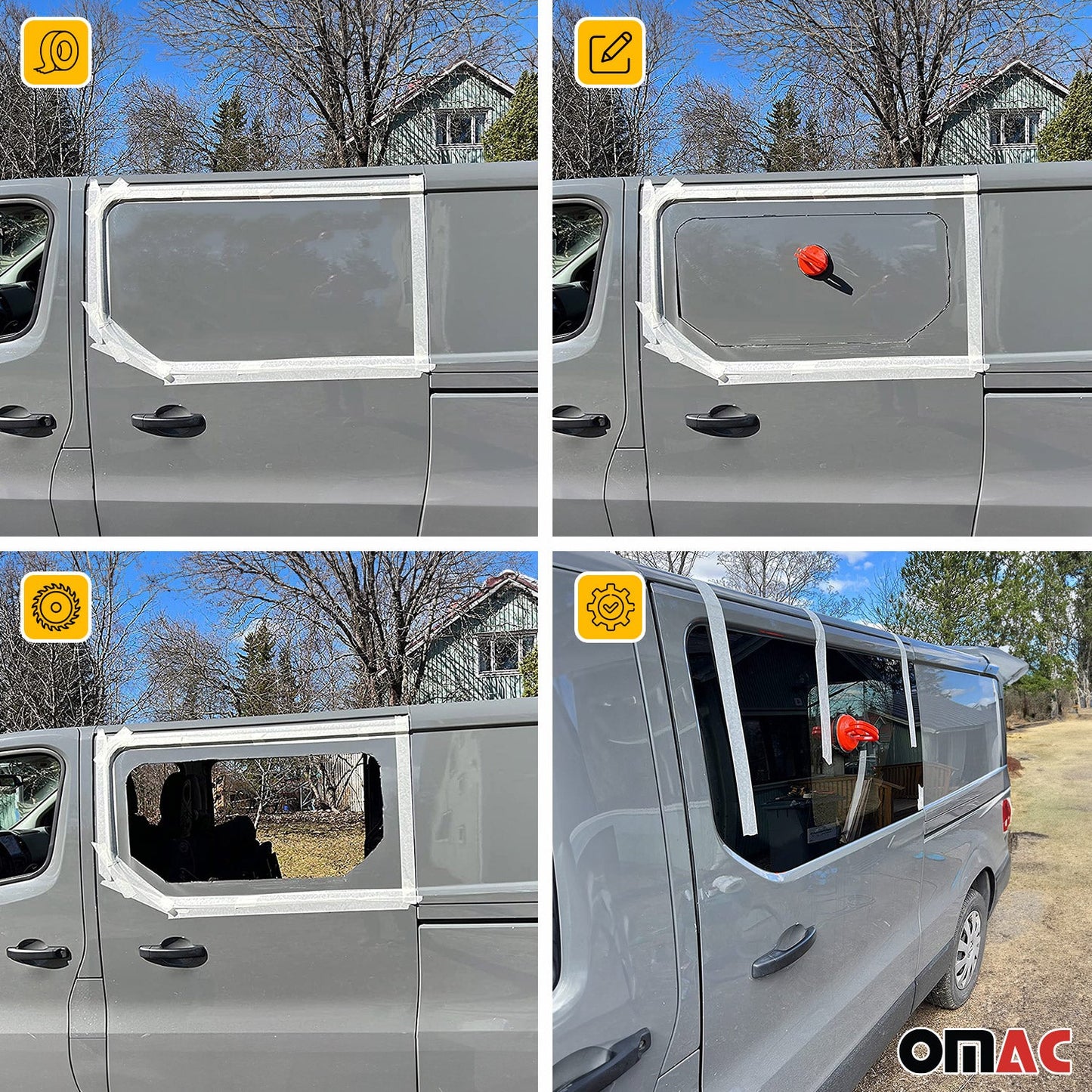 OMAC Window Glass Fit Kit For Ram Promaster 2014-2024 Rear Right Side Sliding Door L3 FTSET1-2523405L3-1RSDFR