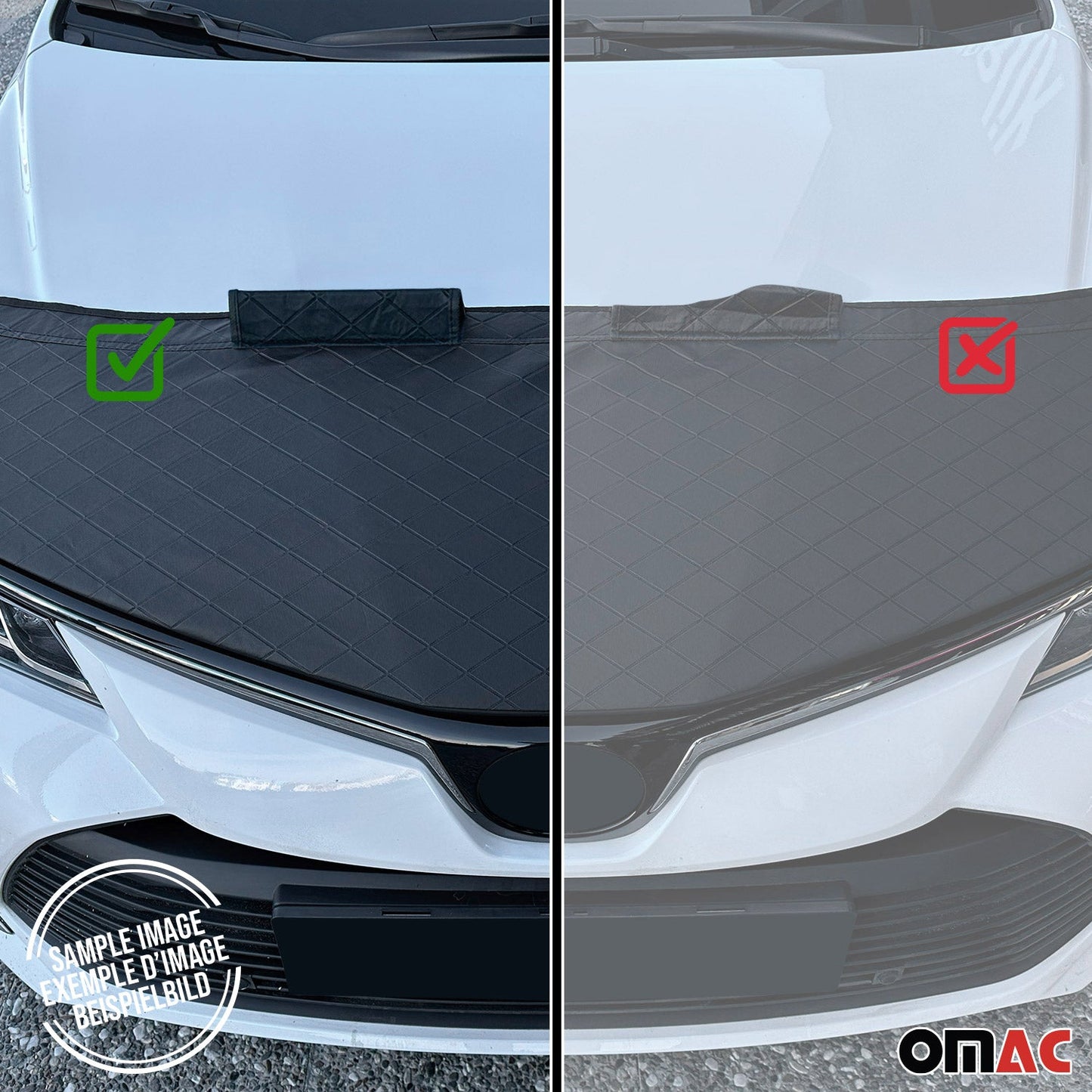 OMAC Car Bonnet Mask Hood Bra Diamond for Honda Civic 2006-2011 Black 1 Pc 3401BSD4